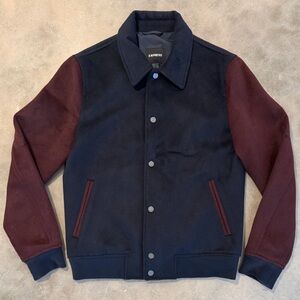 Express Colorblock Wool-Blend Water Resistant Bomber Jacket